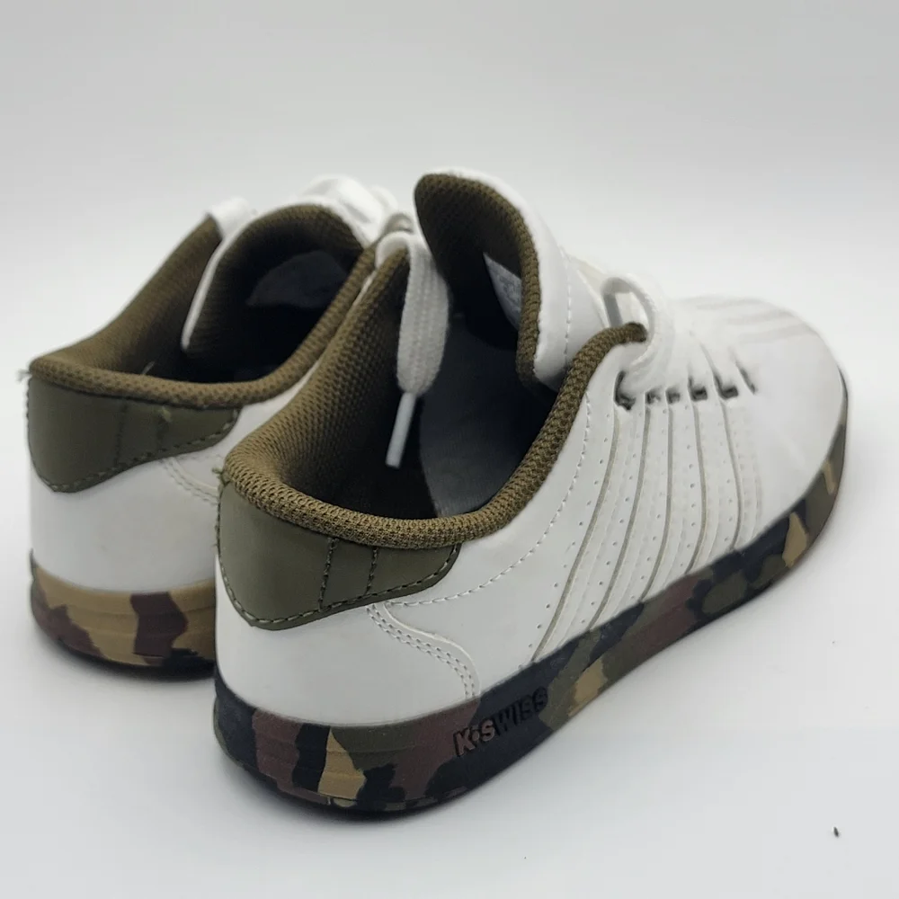 Varsity White and Camouflage Kids Sneakers Bt K-Swiss SIZE 3.5. #1549‎